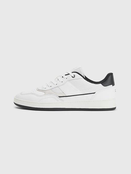 White Tommy Hilfiger Retro Court Cupsole Mixed Men's Sneakers | TH163BEZ