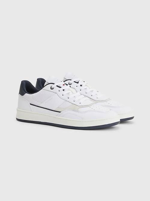 White Tommy Hilfiger Retro Court Cupsole Mixed Men\'s Sneakers | TH163BEZ