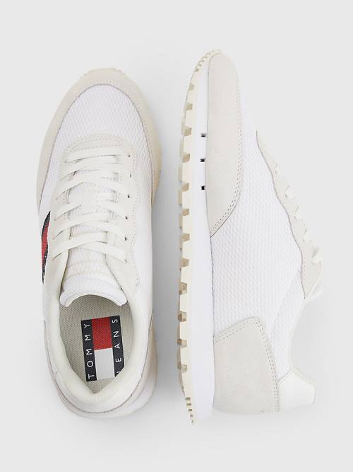 White Tommy Hilfiger Retro Mixed Texture Runner Women's Sneakers | TH513SFX