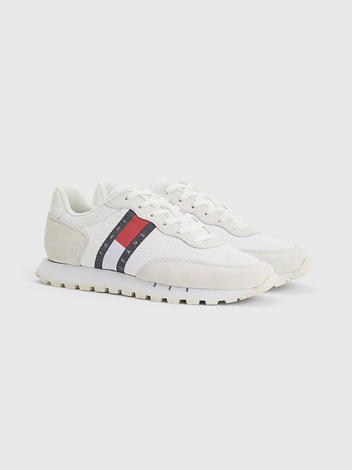 White Tommy Hilfiger Retro Mixed Texture Runner Women\'s Sneakers | TH513SFX