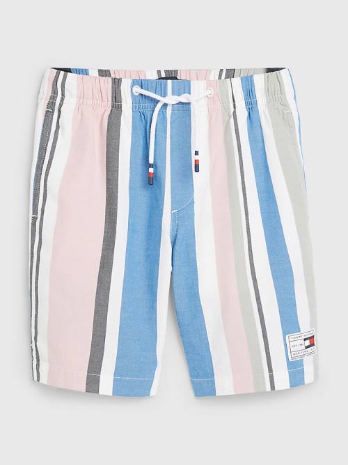 White Tommy Hilfiger Retro Stripe Pull-On Shorts Boys\' Pants | TH092YKZ