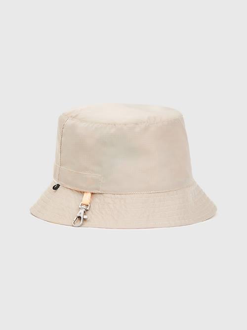 White Tommy Hilfiger Reversible Travel Bucket Women's Hats | TH807OBH