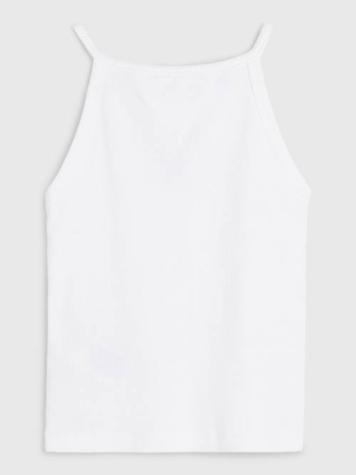 White Tommy Hilfiger Rib-Knit Tank Top Girls' T Shirts | TH716AWR