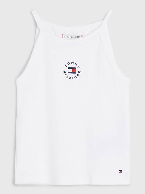 White Tommy Hilfiger Rib-Knit Tank Top Girls\' T Shirts | TH716AWR