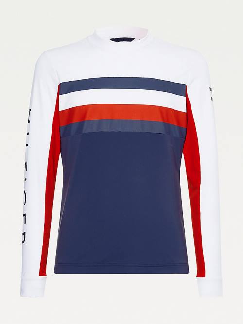 White Tommy Hilfiger Rossignol Long Sleeve Base Layer Men's T Shirts | TH605BPR