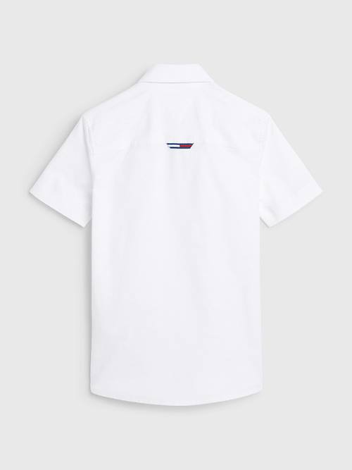 White Tommy Hilfiger Short Sleeve Stretch Oxford Boys' Shirts | TH039ORX