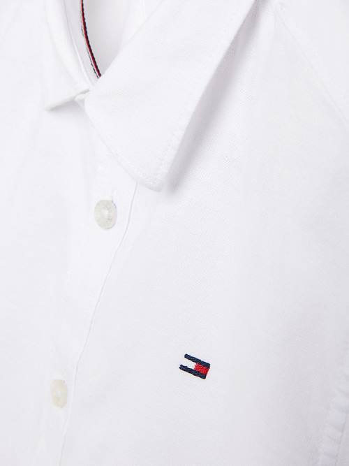 White Tommy Hilfiger Short Sleeve Stretch Oxford Boys' Shirts | TH039ORX