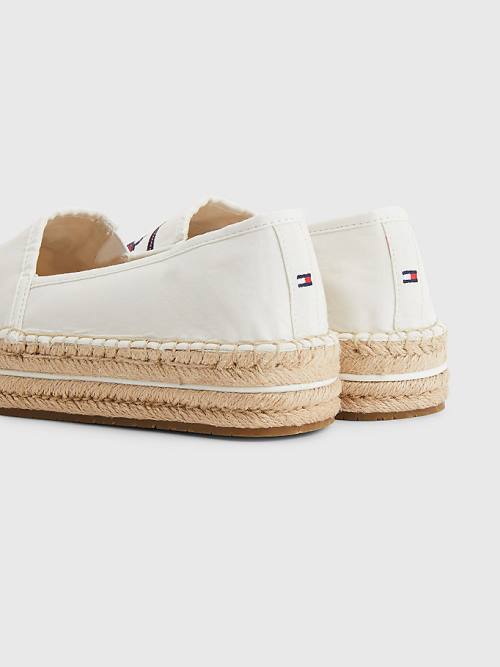 White Tommy Hilfiger Signature Logo Espadrilles Women's Loafers | TH860WCO