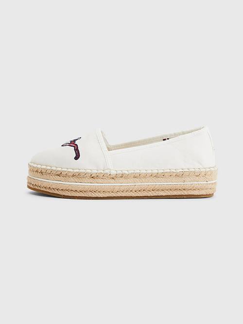 White Tommy Hilfiger Signature Logo Espadrilles Women's Loafers | TH860WCO