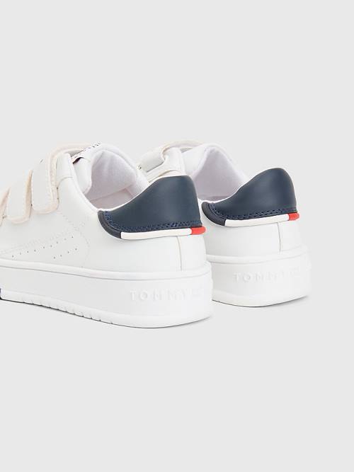 White Tommy Hilfiger Signature Midsole Low-Top Boys' Sneakers | TH402AVO