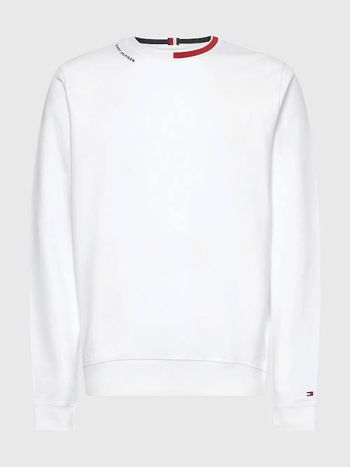 White Tommy Hilfiger Signature Neckline Men's Sweatshirts | TH904MXK