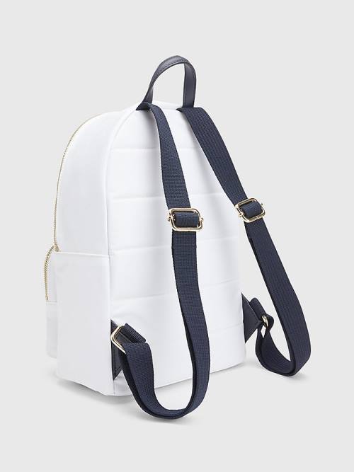 White Tommy Hilfiger Signature Tape Backpack Women's Bags | TH638RPN