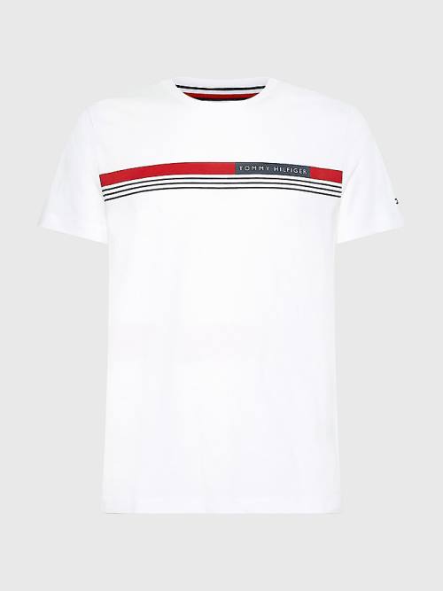 White Tommy Hilfiger Signature Tape Men's T Shirts | TH890MED