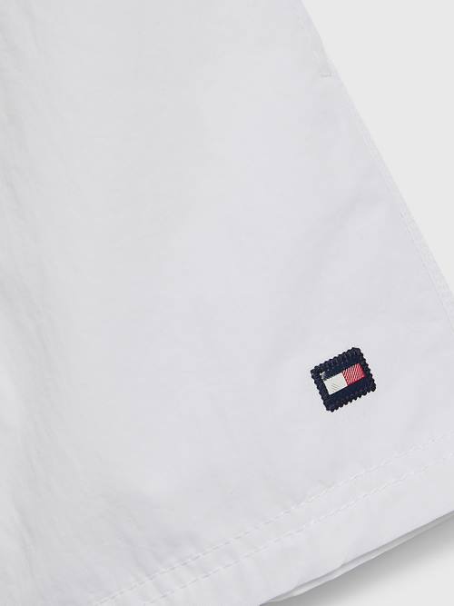 White Tommy Hilfiger Signature Tape Mid Length Shorts Boys' Swimwear | TH046QBR