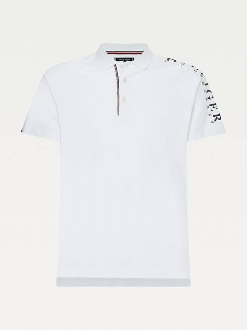 White Tommy Hilfiger Sleeve Logo Regular Fit Men's Polo Shirts | TH416JVU