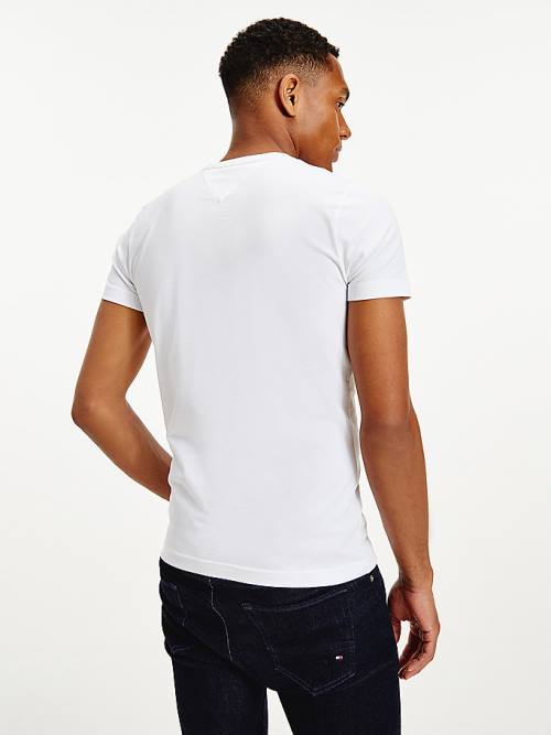 White Tommy Hilfiger Slim Fit Cotton Men's T Shirts | TH590CQO