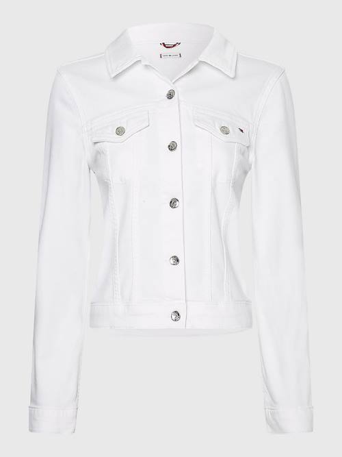 White Tommy Hilfiger Slim Fit Denim Women's Jackets | TH307MZP