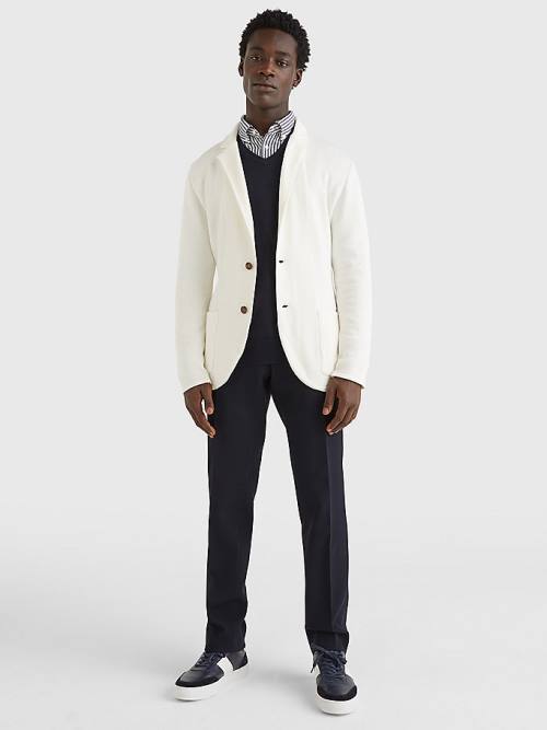 White Tommy Hilfiger Slim Fit Knit Men's Blazers | TH609DZH