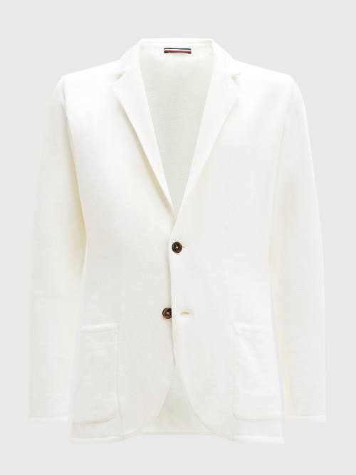 White Tommy Hilfiger Slim Fit Knit Men's Blazers | TH609DZH