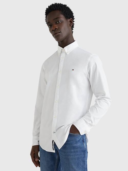 White Tommy Hilfiger Slim Fit Oxford Men's Shirts | TH789BTO