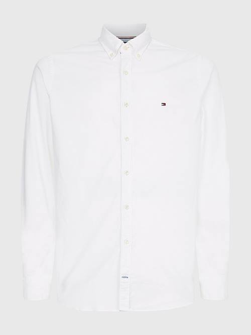 White Tommy Hilfiger Slim Fit Oxford Men\'s Shirts | TH789BTO