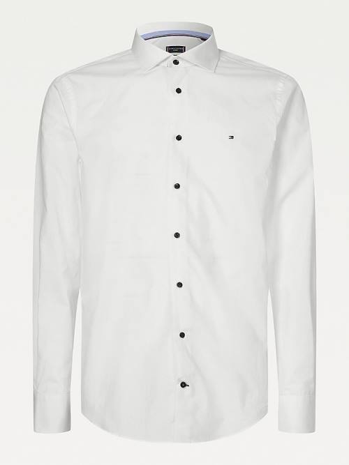 White Tommy Hilfiger Slim Fit Poplin Men's Shirts | TH290DPZ