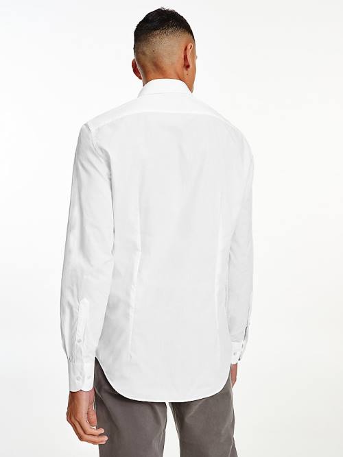 White Tommy Hilfiger Slim Fit Poplin Men's Shirts | TH832WNK