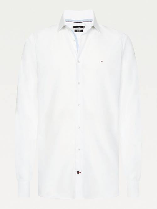 White Tommy Hilfiger Slim Fit Poplin Men's Shirts | TH832WNK