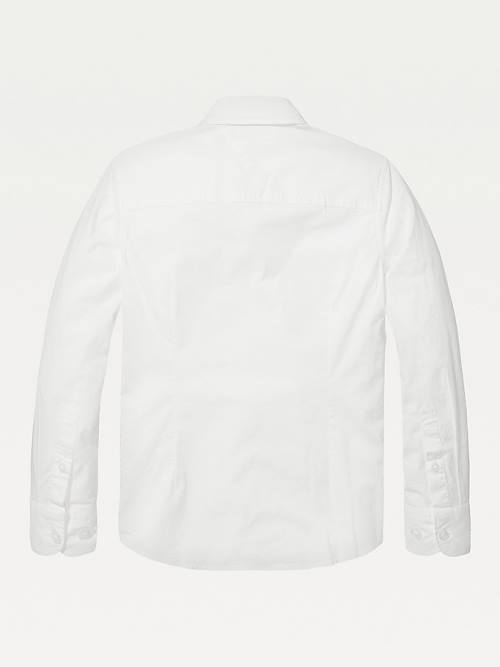 White Tommy Hilfiger Slim Fit Stretch Boys' Shirts | TH421UPD