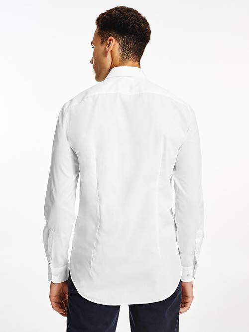 White Tommy Hilfiger Slim Fit Stretch Cotton Men's Shirts | TH569FIR