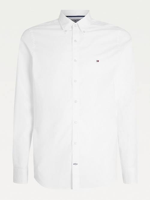 White Tommy Hilfiger Slim Fit Stretch Poplin Men's Shirts | TH375OUR