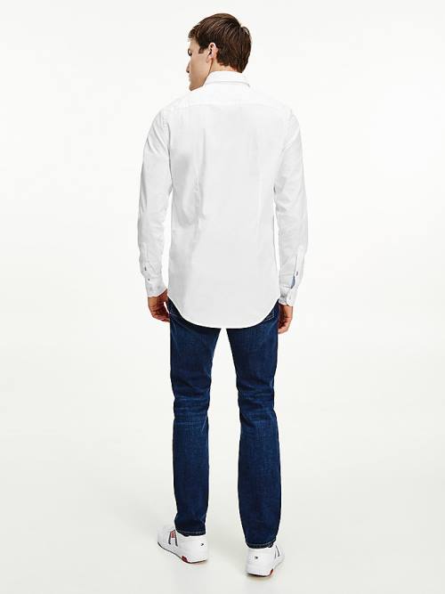 White Tommy Hilfiger Slim Fit Stretch Poplin Men's Shirts | TH375OUR