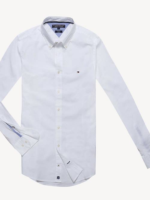 White Tommy Hilfiger Slim Fit Stretch Poplin Men\'s Shirts | TH375OUR