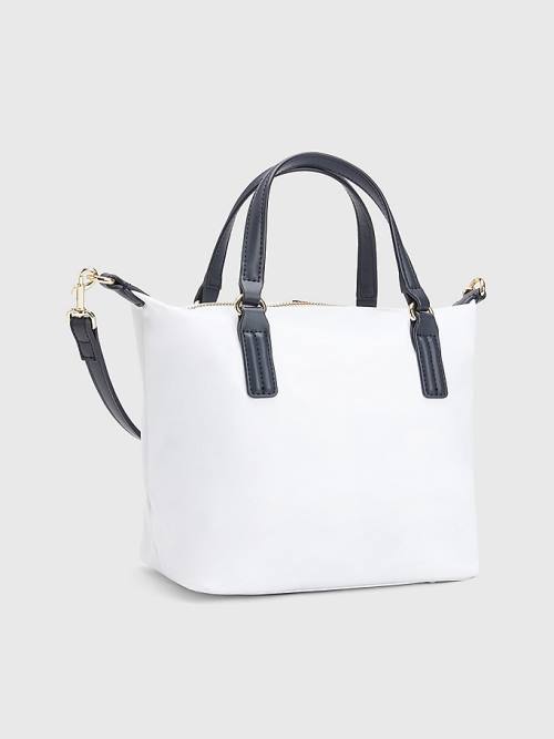 White Tommy Hilfiger Small Signature Tote Women's Bags | TH503ZQR