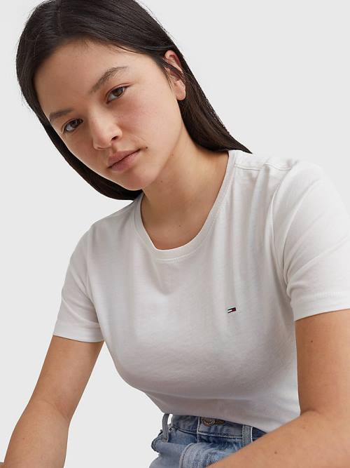 White Tommy Hilfiger Soft Jersey Women's T Shirts | TH927NHL