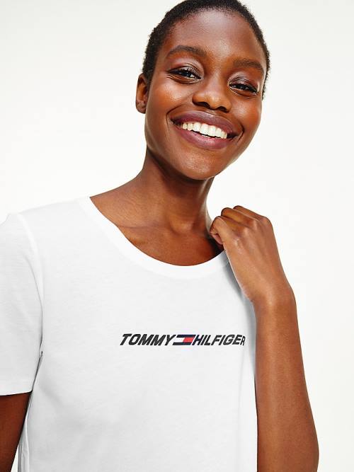 White Tommy Hilfiger Sport Graphic Women's T Shirts | TH687OWU