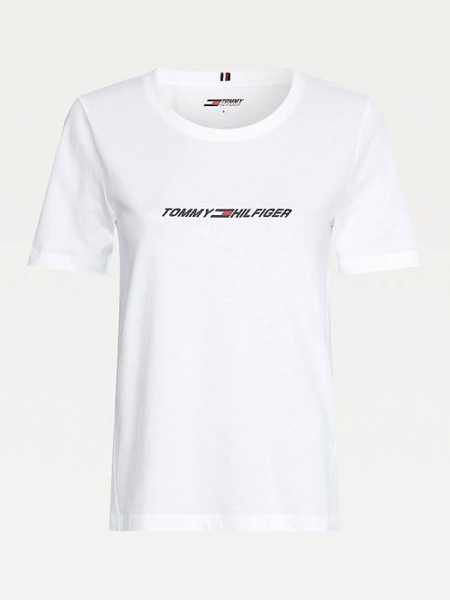 White Tommy Hilfiger Sport Graphic Women's T Shirts | TH687OWU