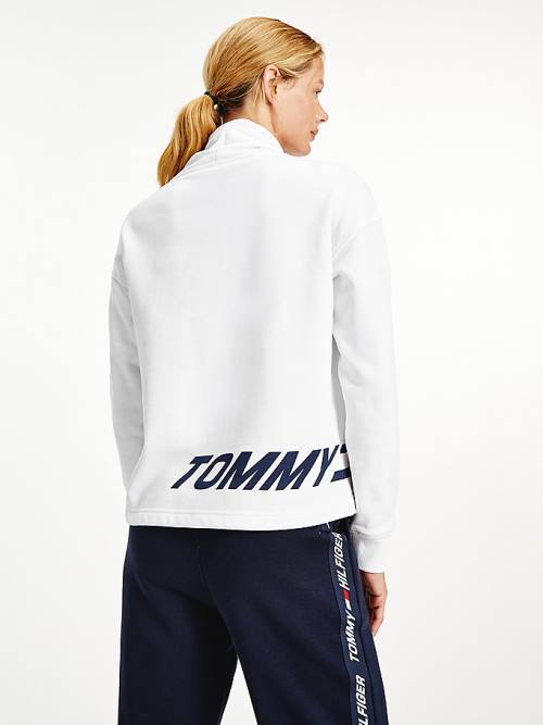 White Tommy Hilfiger Sport Logo Relaxed Fit Women's Sweatshirts | TH084UVX