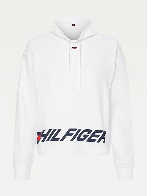 White Tommy Hilfiger Sport Logo Relaxed Fit Women's Sweatshirts | TH084UVX