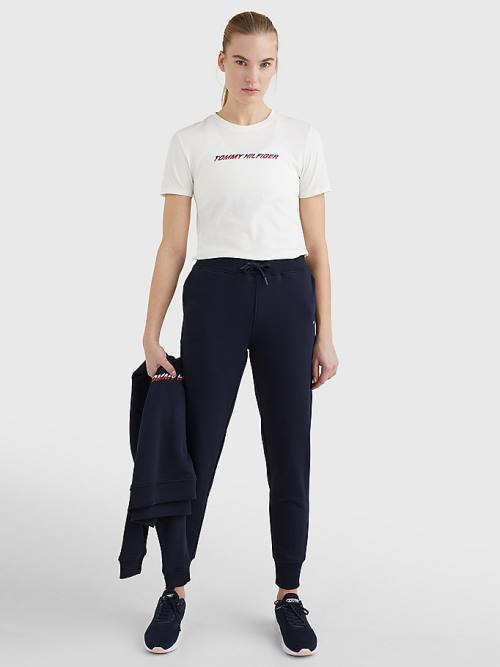 White Tommy Hilfiger Sport Logo Women's T Shirts | TH784WSG