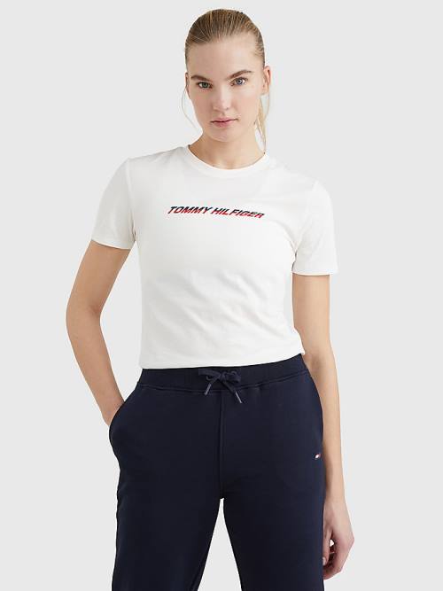 White Tommy Hilfiger Sport Logo Women\'s T Shirts | TH784WSG