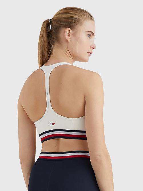 White Tommy Hilfiger Sport Medium Support Tape Bra Women's Underwear | TH263OJR