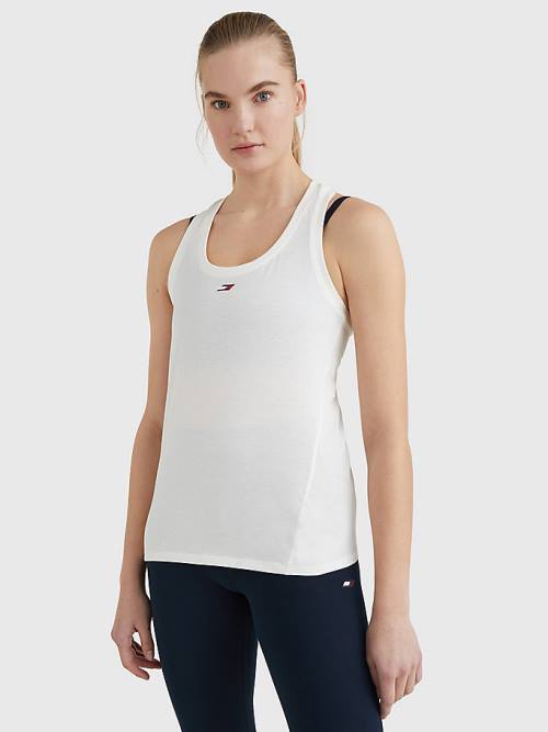 White Tommy Hilfiger Sport Organic Cotton Tank Top Women\'s T Shirts | TH275SPD