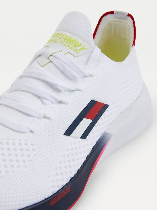 White Tommy Hilfiger Sport Performance Knitted Men's Sneakers | TH401LJX