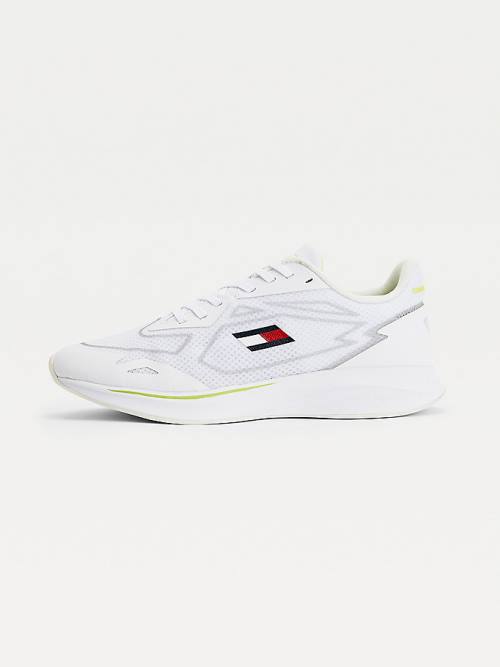 White Tommy Hilfiger Sport Sleek Mixed Texture Women's Sneakers | TH701GLC