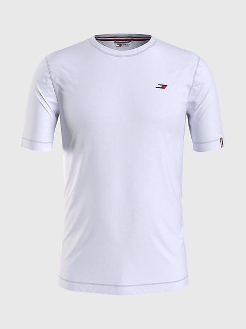 White Tommy Hilfiger Sport Slim Fit Logo Training Men\'s T Shirts | TH685TXN