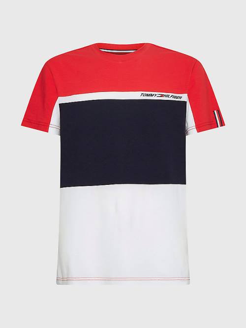 White Tommy Hilfiger Sport TH Cool Colour-Blocked Men's T Shirts | TH496AEG