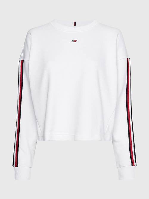 White Tommy Hilfiger Sport TH Cool Relaxed Fit Women's Sweatshirts | TH546ODP