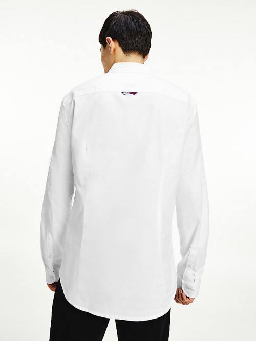 White Tommy Hilfiger Stretch Oxford Cotton Slim Fit Men's Shirts | TH045VSG