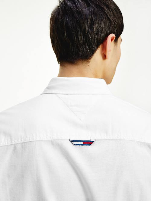 White Tommy Hilfiger Stretch Oxford Cotton Slim Fit Men's Shirts | TH045VSG